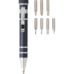 Zestaw narzędzi, śrubokręt, 8 końcówek, teleskopowa latarka 3 LED / Czarny V8763-03