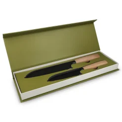 Zestaw noży InSideOut Santoku 2 szt. Ravn / Drewniany LT57201-N0093