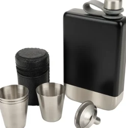 Zestaw piersiówka 266 ml, kieliszki 30 ml i lejek TAHAT Schwarzwolf / Czarny F5001200AJ303