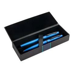 Zestaw piśmienny - metalowy długopis i pióro kulkowe / Mety / Czarny IP33037811
