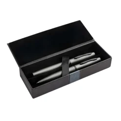 Zestaw piśmienny - metalowy długopis i pióro kulkowe / Mety / Ciemnoszary IP33037896