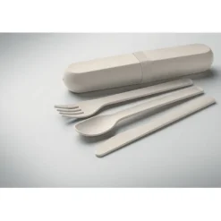 Zestaw sztućców w etui z PLA / Bezowy MO2743-13