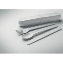 Zestaw sztućców w etui z PLA / Bialy MO2743-06