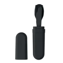Zestaw sztućców w etui z PLA / Czarny MO2743-03
