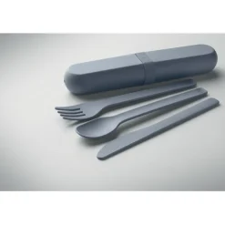 Zestaw sztućców w etui z PLA / Petrol MO2743-20