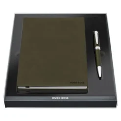 Zestaw upominkowu Hugo Boss notes i długopis - HNH121TL + HSN0014T / Ciemnozielony HPBH121TL