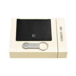 Zestaw upominkowy Cerruti 1881 etui na karty i brelok NAK515B + NLC515A / Czarny NPCK515