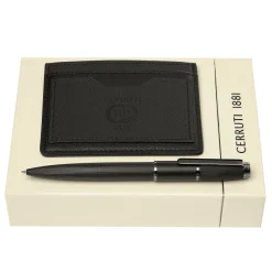 Zestaw upominkowy Cerruti 1881 etui na karty i długopis - NEC428A + NSW4544A / Czarny NPBC428A