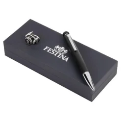 Zestaw upominkowy Festina długopis i spinki do mankietów - FJM221C + FSC1414A / Czarny FPBM141A