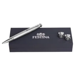 Zestaw upominkowy Festina długopis i spinki do mankietów - FJM221B + FSW3454B / Srebrny FPBM345B