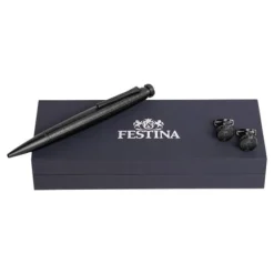 Zestaw upominkowy Festina długopis i spinki do mankietów - FJM221B + FSW3454B / Czarny FPBM345A