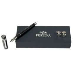 Zestaw upominkowy Festina pióro wieczne i spinki do mankietów - FJM481B + FSF4692A / Czarny FPMP481B