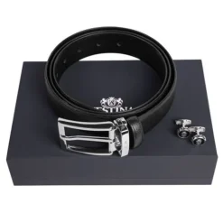Zestaw upominkowy Festina spinki do mankietów i pasek - FAB326Y + FJM221B / Czarny FPBM221C