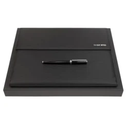 Zestaw upominkowy HUGO BOSS pióro wieczne i teczka A4 - HDF309A + HSN2542A / Czarny HPFP254A