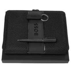 Zestaw upominkowy Hugo Boss teczka, brelok i długopis - HAK421A + HSQ4744A + HTM413A / Czarny HPBKM421A