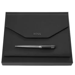 Zestaw upominkowy Hugo Boss teczka i długopis - HDM414A + HST4964D / Czarny HPBM414A