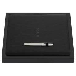 Zestaw upominkowy Hugo Boss teczka i pióro wieczne HDF409A + HSQ4832F / Czarny HPFP409A