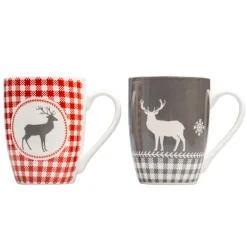 Zestaw 2 świątecznych kubków porcelanowych 300 ml ANKARA / Wielokolorowy 2536mc